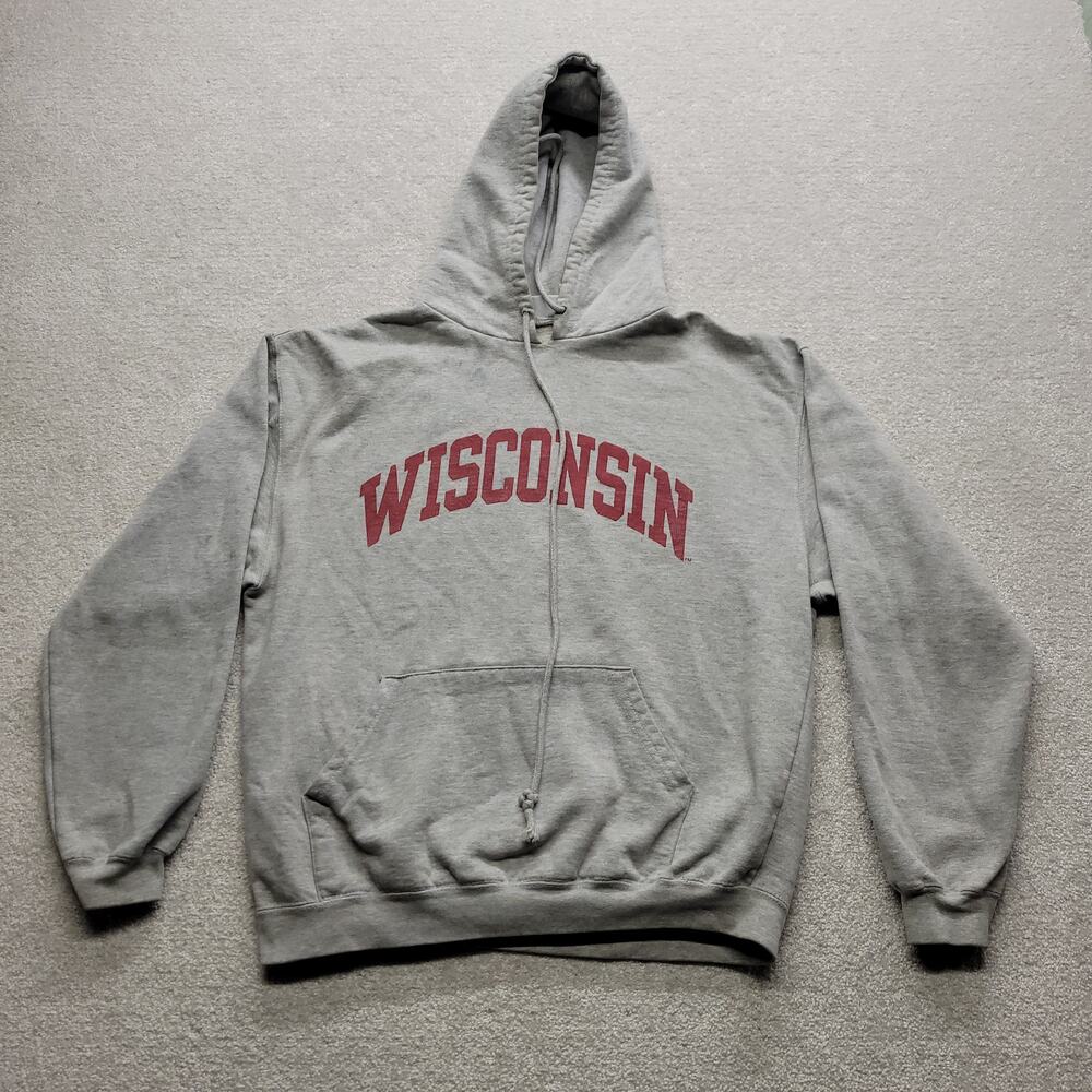Steve & Barry's Wisconsin Badgers Hoodie Gray Pullover Sweatshirt Men's Large